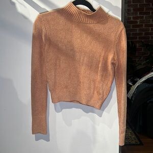 Plush, Chennile Light Orange Coral Mockneck Cropped Sweater​